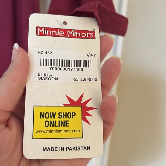 NWT Pakistani / Indian Minnie Minors boys 7-8 year old kurta/shirt. - Picture 7 of 8